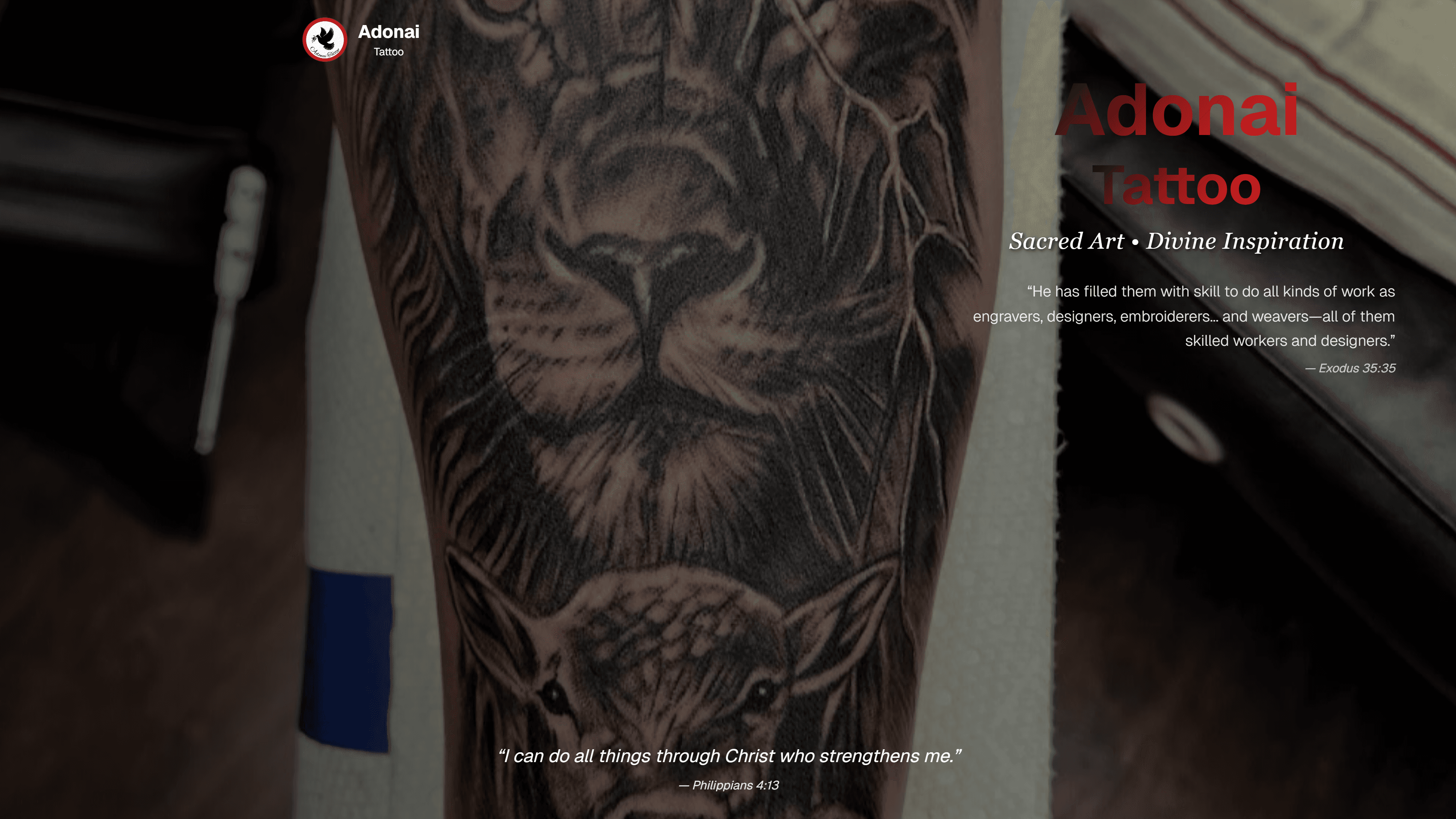 Adonai Tattoo Studio website screenshot